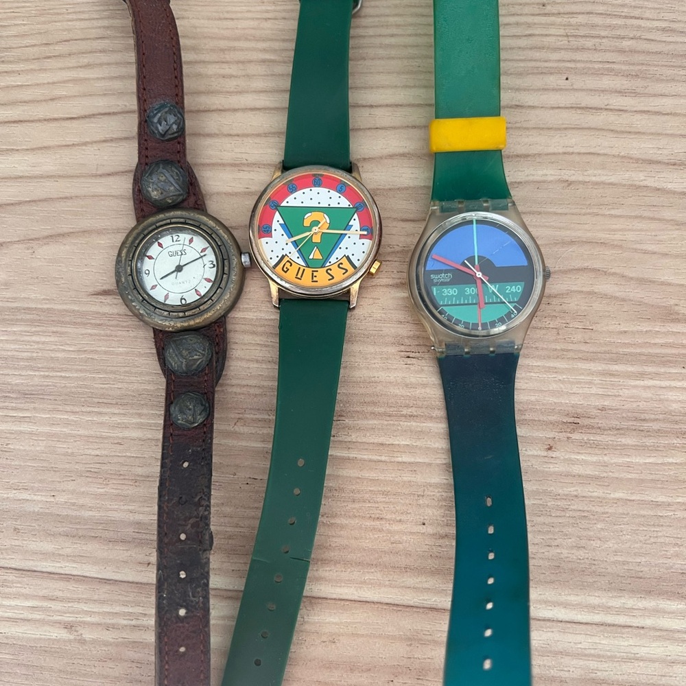 Guess and Swatch Vintage Watches - Green and Brown